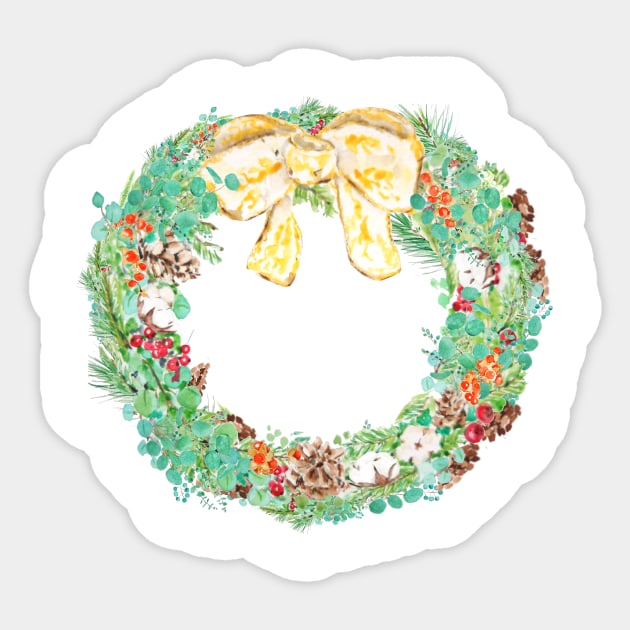 Christmas wreath watercolor Sticker by colorandcolor